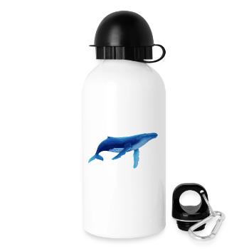 Baleine en bleu avec des motifs marins - Gourde avec bouchon 500 ml - blanc - Droite
