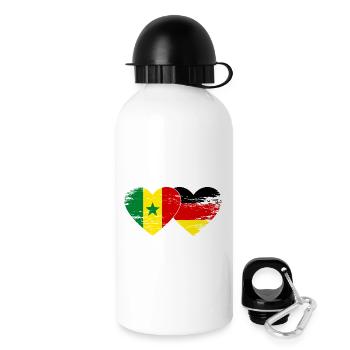Senegal Germany Flag Heart used - Drinks Bottle with Lid 500 ml - white - Right