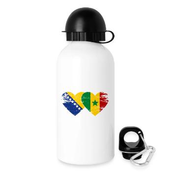 Bosnia Senegal Flag Heart - Drinks Bottle with Lid 500 ml - white - Right