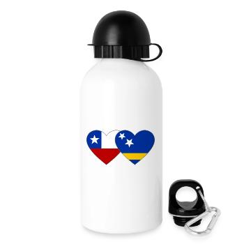 Chile_Curacao_Flagge_Herz - Trinkflasche mit Deckel 500 ml - Weiß - Rechts