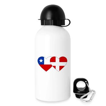 Chile Dänemark Flagge Herz - Trinkflasche mit Deckel 500 ml - Weiß - Rechts