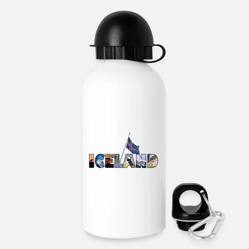 Schriftzug Iceland - Trinkflasche mit Deckel 500 ml - Weiß