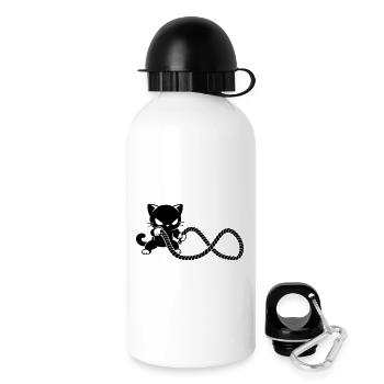 Fitness Katze mit Battle Rope Motiv - Trinkflasche mit Deckel 500 ml - Weiß - Rechts