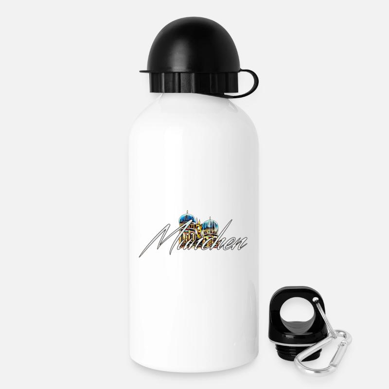 München Abstrakt Schrift - Trinkflasche mit Deckel 500 ml - Weiß