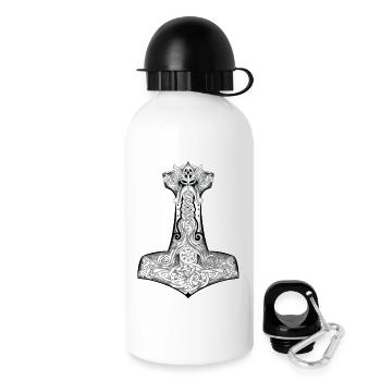 Thors Hammer Wikingersymbol - Trinkflasche mit Deckel 500 ml - Weiß - Rechts