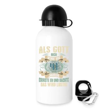 41. Geburtstag Als Gott Mich Schuf Vor - Trinkflasche mit Deckel 500 ml - Weiß - Rechts