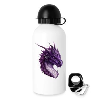 Mächtiger Lila Fantasy Drache - Trinkflasche mit Deckel 500 ml - Weiß - Rechts