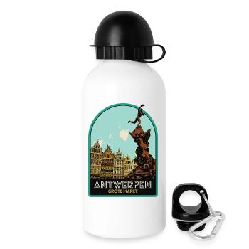 Illustration pittoresque de la Grand-Place - Gourde avec bouchon 500 ml - blanc - Droite