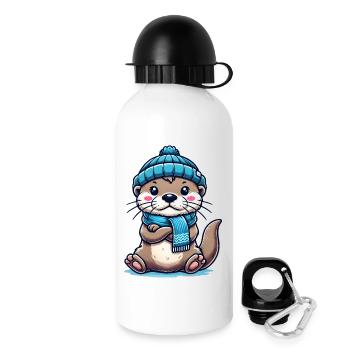 Loutre mignonne - Gourde avec bouchon 500 ml - blanc - Droite