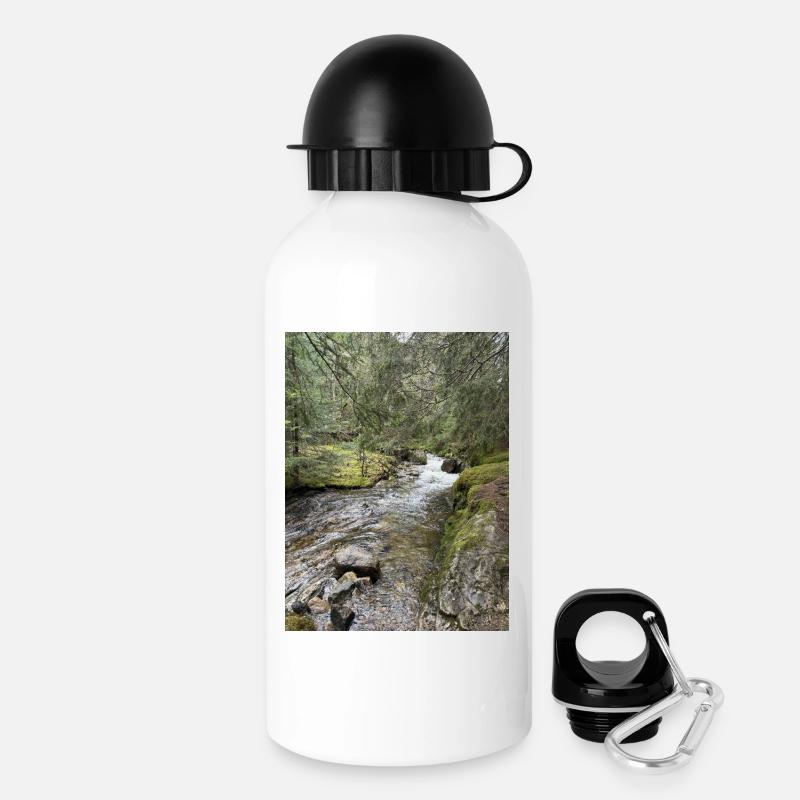 Stillleben im Wald mit Fluss - Trinkflasche mit Deckel 500 ml - Weiß