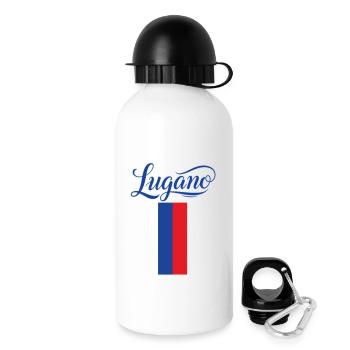 Lugano Stadtflagge Stilvoll Design - Trinkflasche mit Deckel 500 ml - Weiß - Rechts