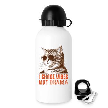Cool Cat Vibes - Conception drôle de chat « sans drame » - Gourde avec bouchon 500 ml - blanc - Droite