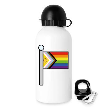 Inklusive Progress Pride Fahnenmast - Trinkflasche mit Deckel 500 ml - Weiß - Rechts