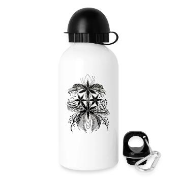 Ornement de mandala floral - Gourde avec bouchon 500 ml - blanc - Droite