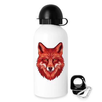 Polygonaler Fuchs Kopf - Trinkflasche mit Deckel 500 ml - Weiß - Rechts