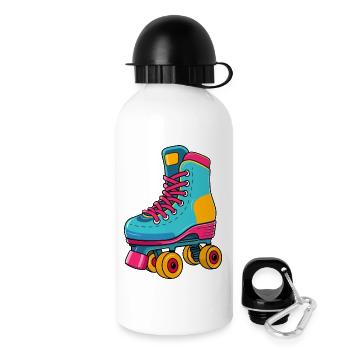 Retro Rollschuh – Bunt & Kultig - Trinkflasche mit Deckel 500 ml - Weiß - Rechts