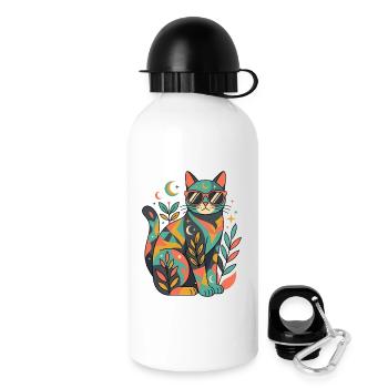Cat mosaic in sun colors - Drinks Bottle with Lid 500 ml - white - Right