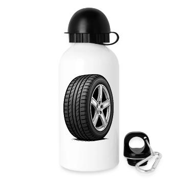 Car Tire Wheel Tread Pattern - Drinks Bottle with Lid 500 ml - white - Right