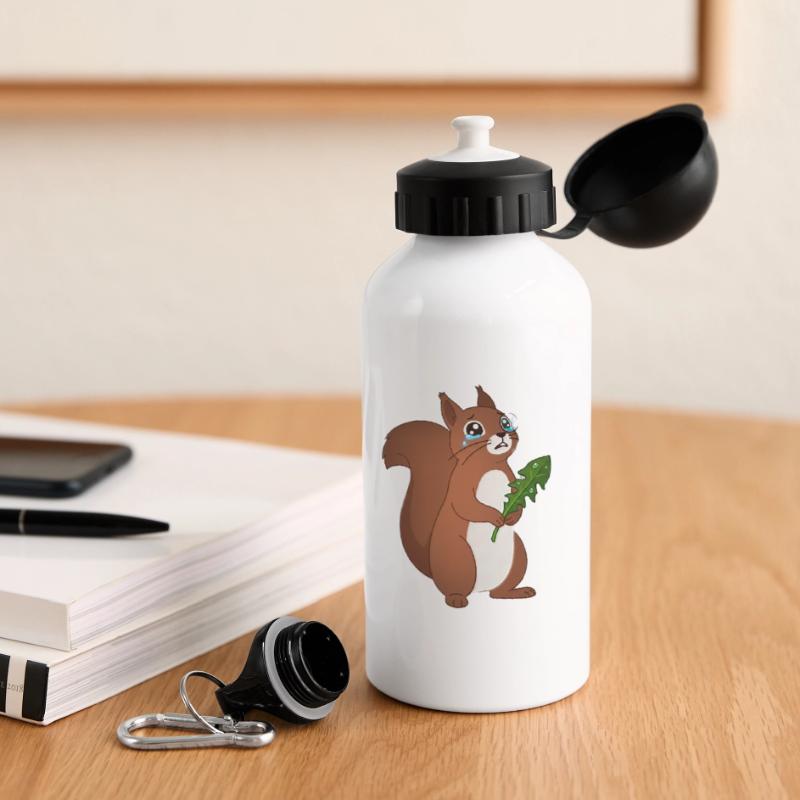 Heulendes Eichhörnchen mit einem Blatt Trinkflasche mit Deckel 500 ml