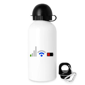 Icônes Tech Signal et Batterie Wifi Réseau  - Gourde avec bouchon 500 ml - blanc - Droite