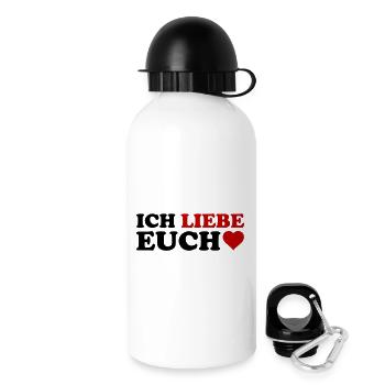 LIEBE Herzrot – Rotes Wortkunst-Design - Trinkflasche mit Deckel 500 ml - Weiß - Rechts