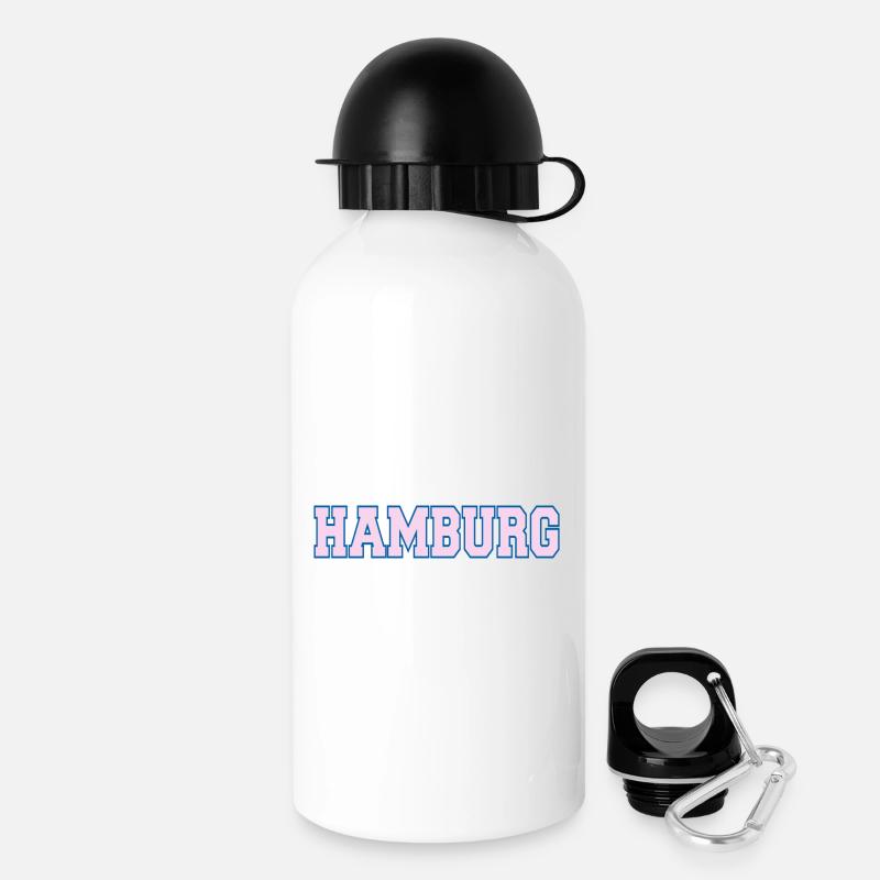Lettrage Hambourg - Gourde avec bouchon 500 ml - blanc
