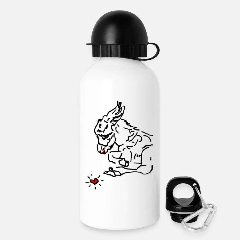 Âne tête âne bébé âne enfant petit âne coeur - Gourde avec bouchon 500 ml - blanc