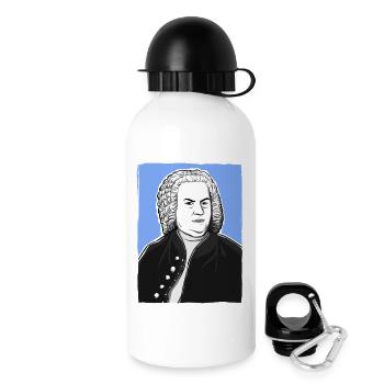 Johann Sebastian Bach in schwarz weiß and blue - Drinks Bottle with Lid 500 ml - white - Right