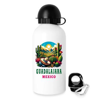 Guadalajara Mexiko Kaktus Design - Trinkflasche mit Deckel 500 ml - Weiß - Rechts