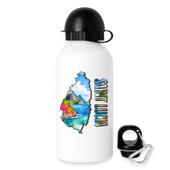 Watercolor Map of Saint Lucia - Drinks Bottle with Lid 500 ml - white - Right