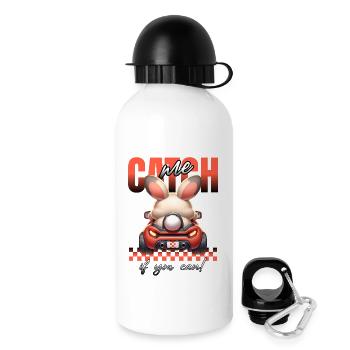 Bunny dans la voiture de course, attrape-moi - Gourde avec bouchon 500 ml - blanc - Droite