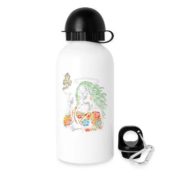 Floral Halo Mona – Retro Smoking Art Design - Gourde avec bouchon 500 ml - blanc - Droite
