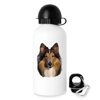 Collie Portrait Painterly Style - Drinks Bottle with Lid 500 ml - white - Right