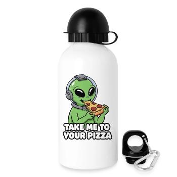 Außerirdischer Pizza-Liebhaber - Trinkflasche mit Deckel 500 ml - Weiß - Rechts