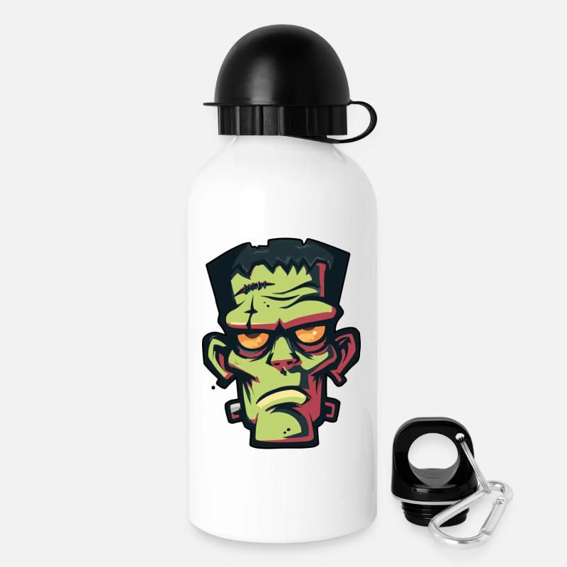 Halloween Zombie Head Drawing - Drinks Bottle with Lid 500 ml - white