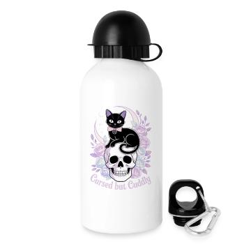 Maudit et câlin : Crâne de chat - Gourde avec bouchon 500 ml - blanc - Droite