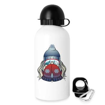    	 Wintermädchen mit Schneeflocke - Trinkflasche mit Deckel 500 ml - Weiß - Rechts