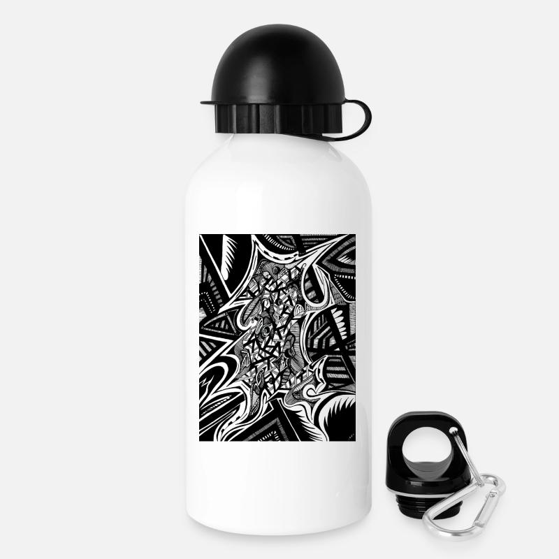Design abstrait noir et blanc n°1 - Gourde avec bouchon 500 ml - blanc