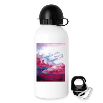 Psy-Art | Tempel im Himalaya - Trinkflasche mit Deckel 500 ml - Weiß - Rechts