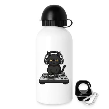 Turntable Cat Cat DJ Vinyl - Drinks Bottle with Lid 500 ml - white - Right