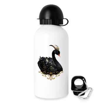 Schwarzer Schwan mit goldener Krone - Trinkflasche mit Deckel 500 ml - Weiß - Rechts