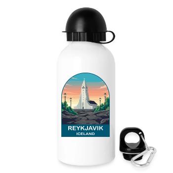 Affiche de voyage vintage à Reykjavik, Islande, - Gourde avec bouchon 500 ml - blanc - Droite