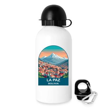 La Paz Bolivia Cable Car Vintage Travel Art - Drinks Bottle with Lid 500 ml - white - Right