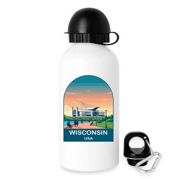 Wisconsin USA Vintage-Reiseplakat-Kunst - Trinkflasche mit Deckel 500 ml - Weiß - Rechts