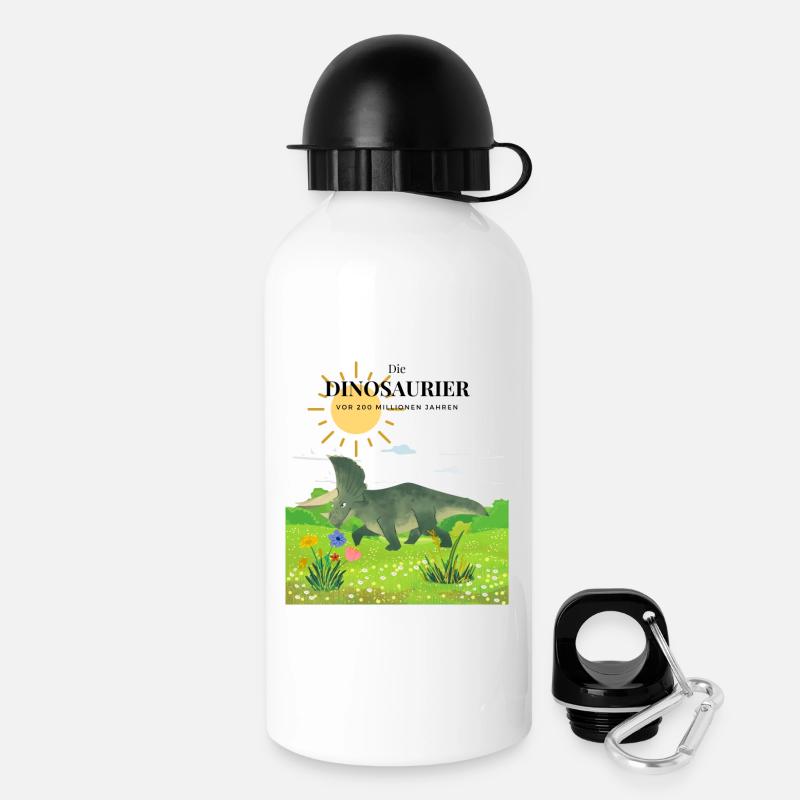 Dinosaurier ART - Trinkflasche mit Deckel 500 ml - Weiß