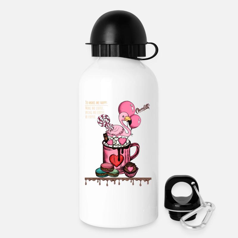 Sweet Flamingo Coffee Delight - Drinks Bottle with Lid 500 ml - white