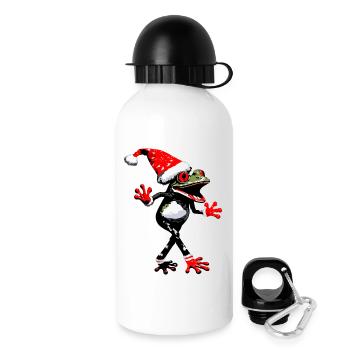 Tanzender Frosch mit Weihnachtsmütze - Trinkflasche mit Deckel 500 ml - Weiß - Rechts