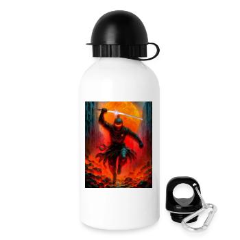 Fiery ninja in battle - Drinks Bottle with Lid 500 ml - white - Right