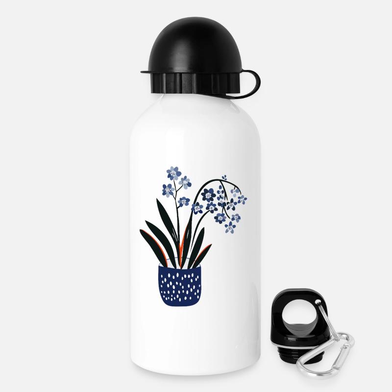 Niedliches Pflanzendesign - Trinkflasche mit Deckel 500 ml - Weiß