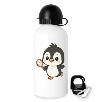 Süßer Pinguin Tennis Spieler Cartoon Chibi Sport - Trinkflasche mit Deckel 500 ml - Weiß - Rechts